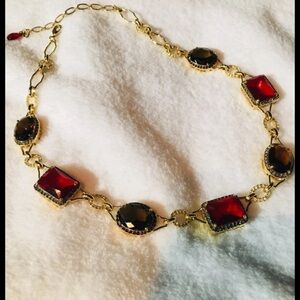 Elegant Gold and Red Gemstone Necklace